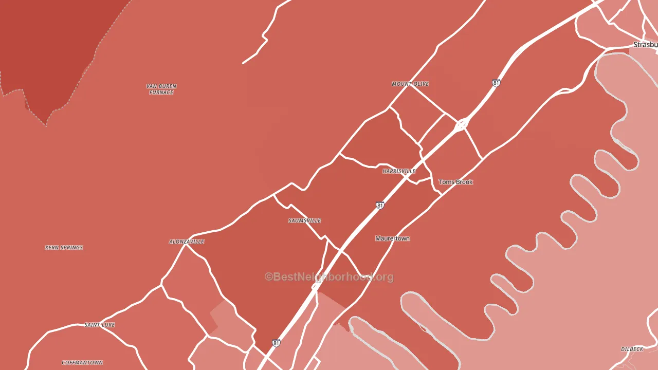 Maurertown, VA block-group political-lean map