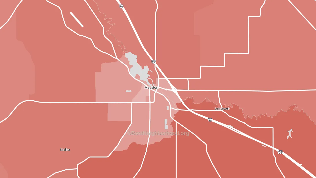 Mauston, WI block-group political-lean map