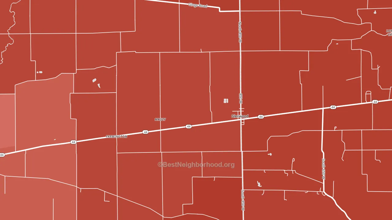 Mauzy, IN block-group political-lean map