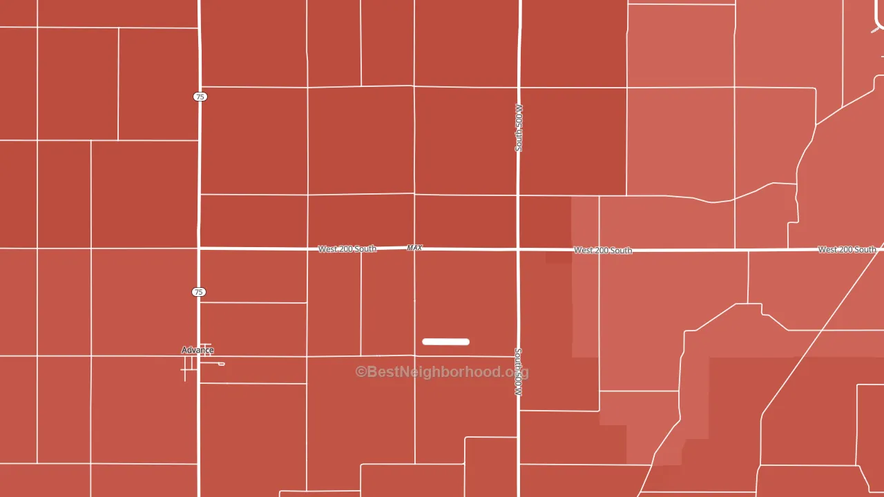 Max, IN block-group political-lean map