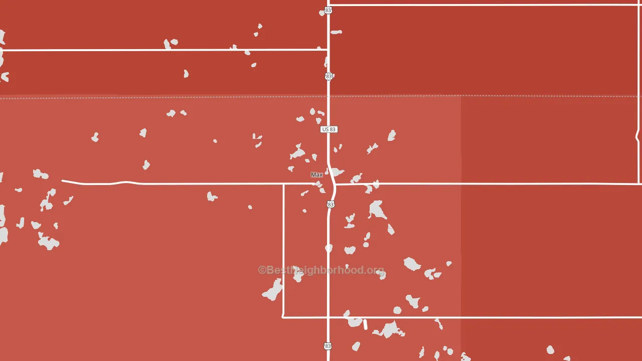 Max, ND block-group political-lean map