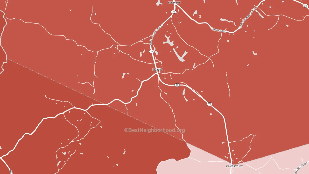 Maxeys, GA block-group political-lean map