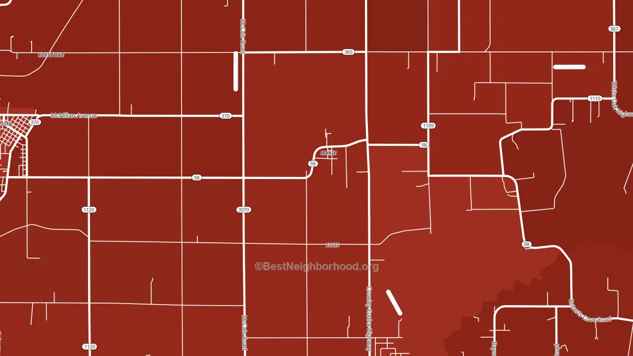 Maxie, LA block-group political-lean map