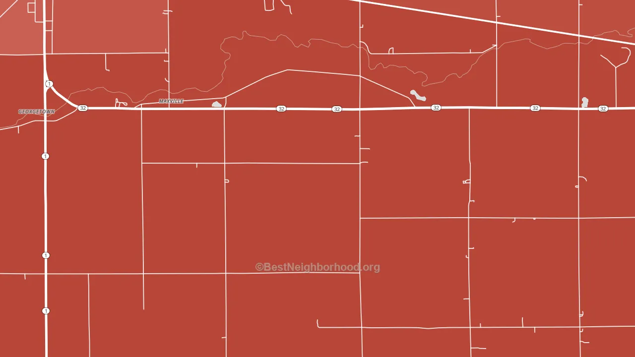 Maxville, IN block-group political-lean map