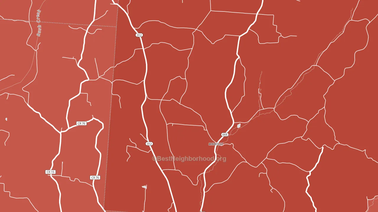 Maxville, OH block-group political-lean map