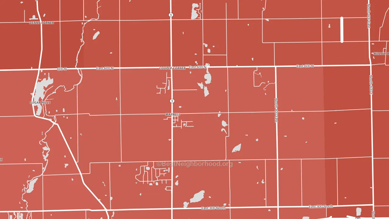 Maxwell, IN block-group political-lean map