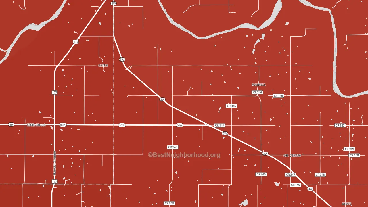 Maxwell, OK block-group political-lean map