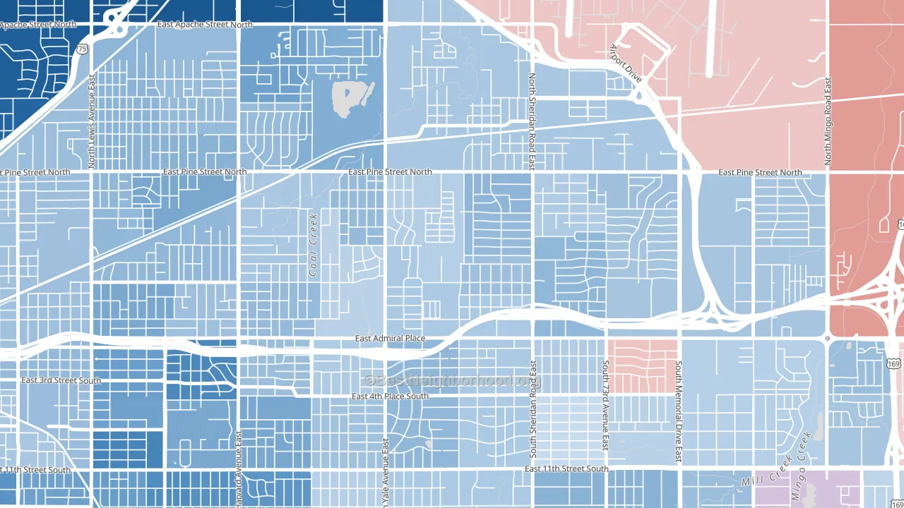 Maxwell, Tulsa, OK block-group political-lean map