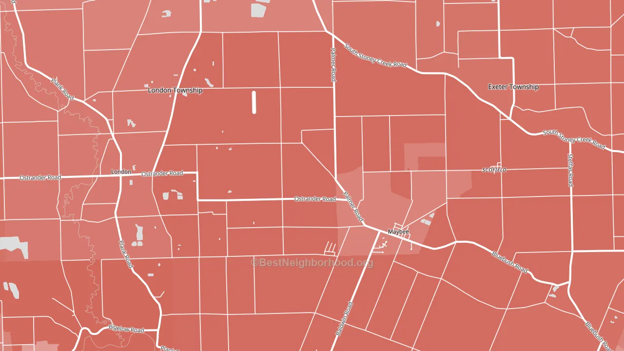 Maybee, MI block-group political-lean map