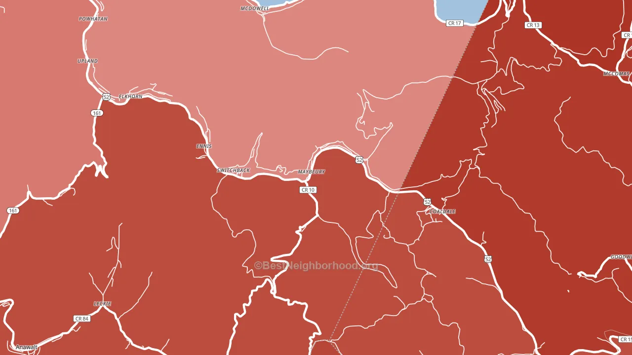 Maybeury, WV block-group political-lean map