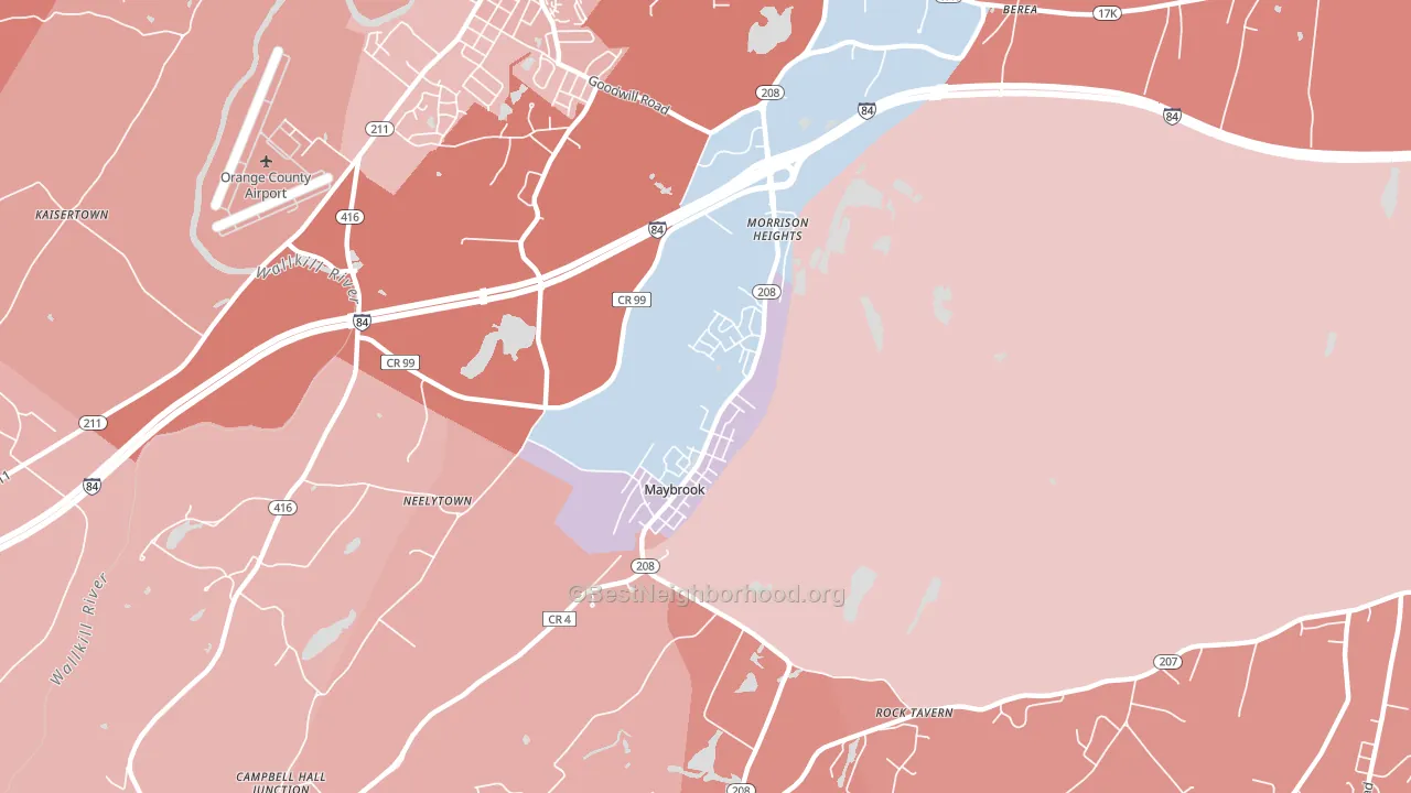 Maybrook, NY block-group political-lean map