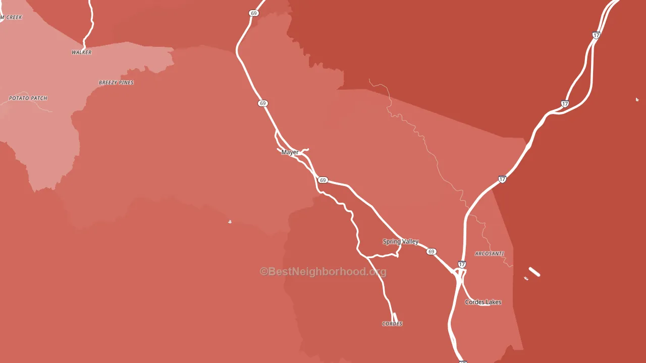 Mayer, AZ block-group political-lean map