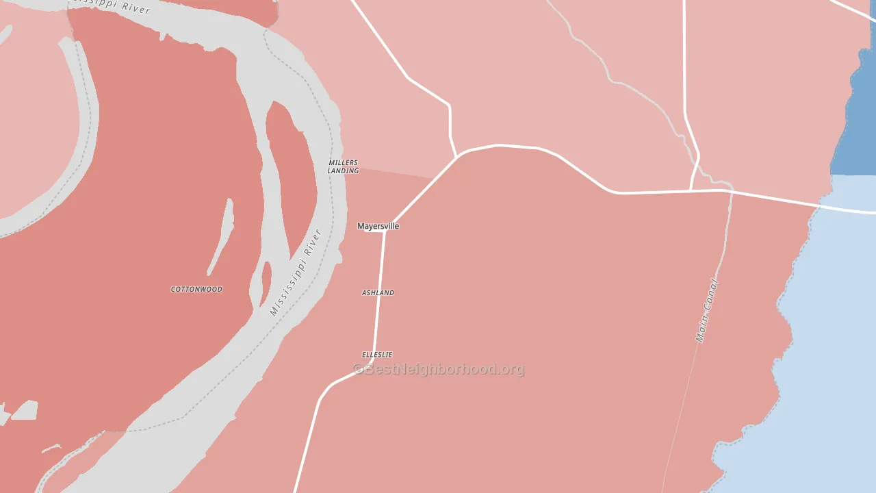 Mayersville, MS block-group political-lean map