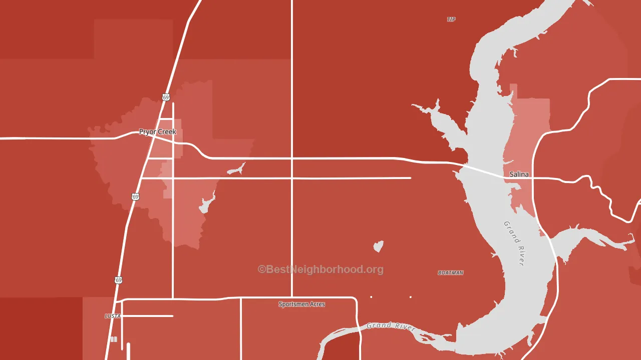 Mayes County, OK block-group political-lean map