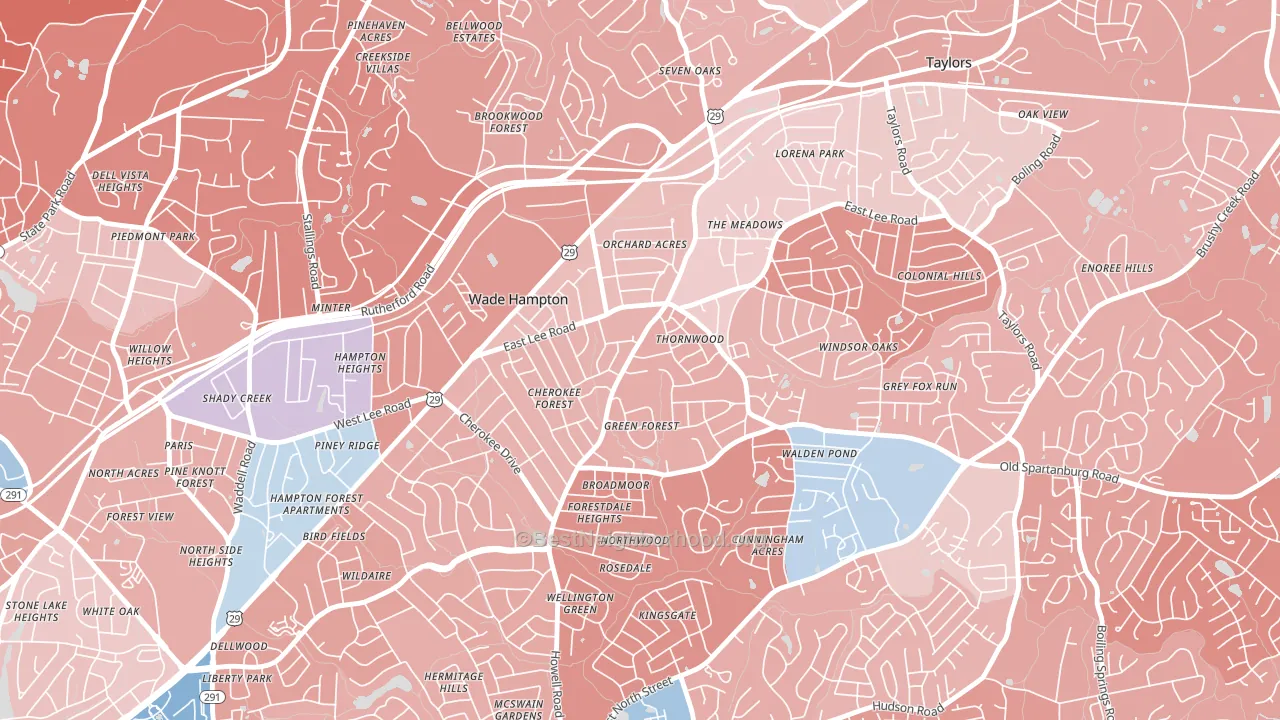 Mayfair Estates, Taylors, SC block-group political-lean map