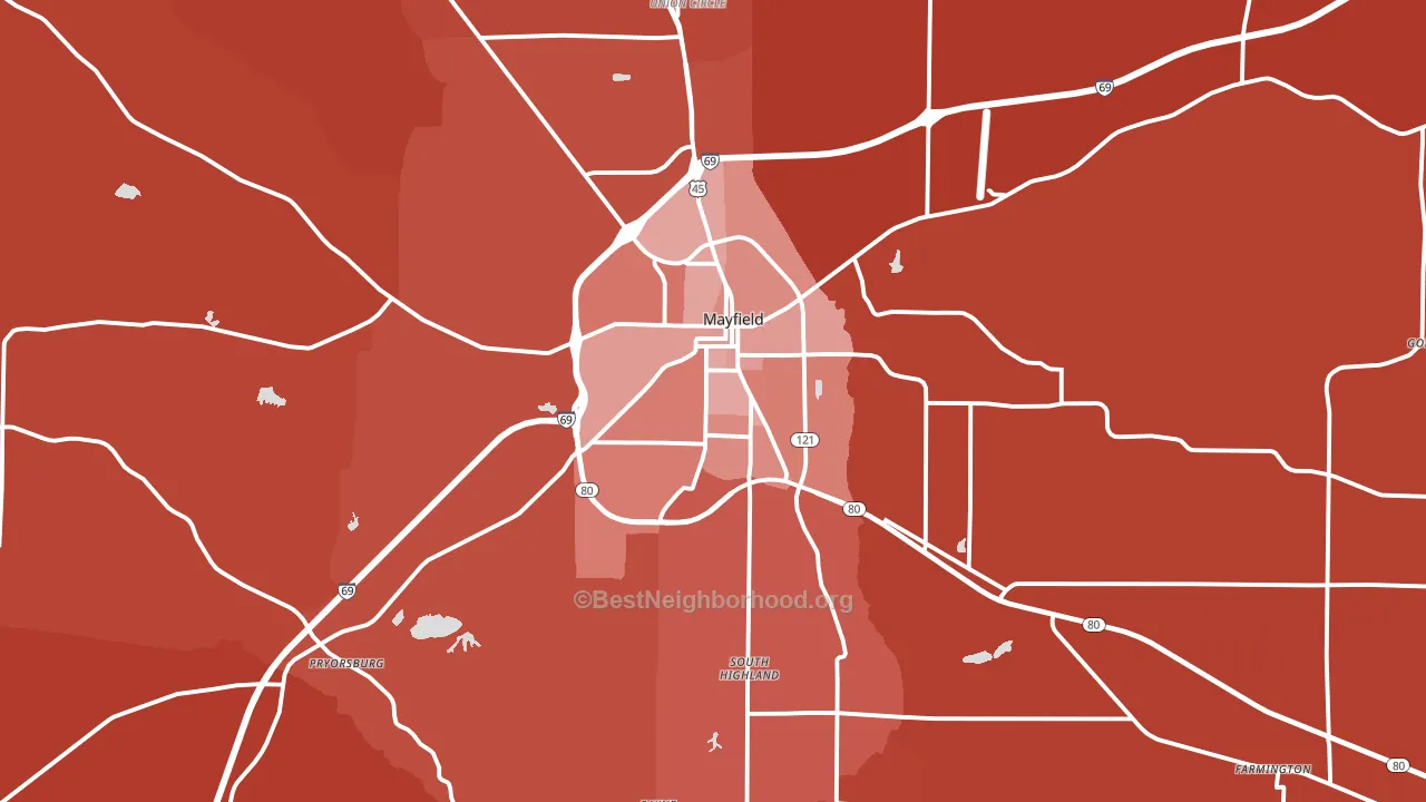 Mayfield, KY block-group political-lean map
