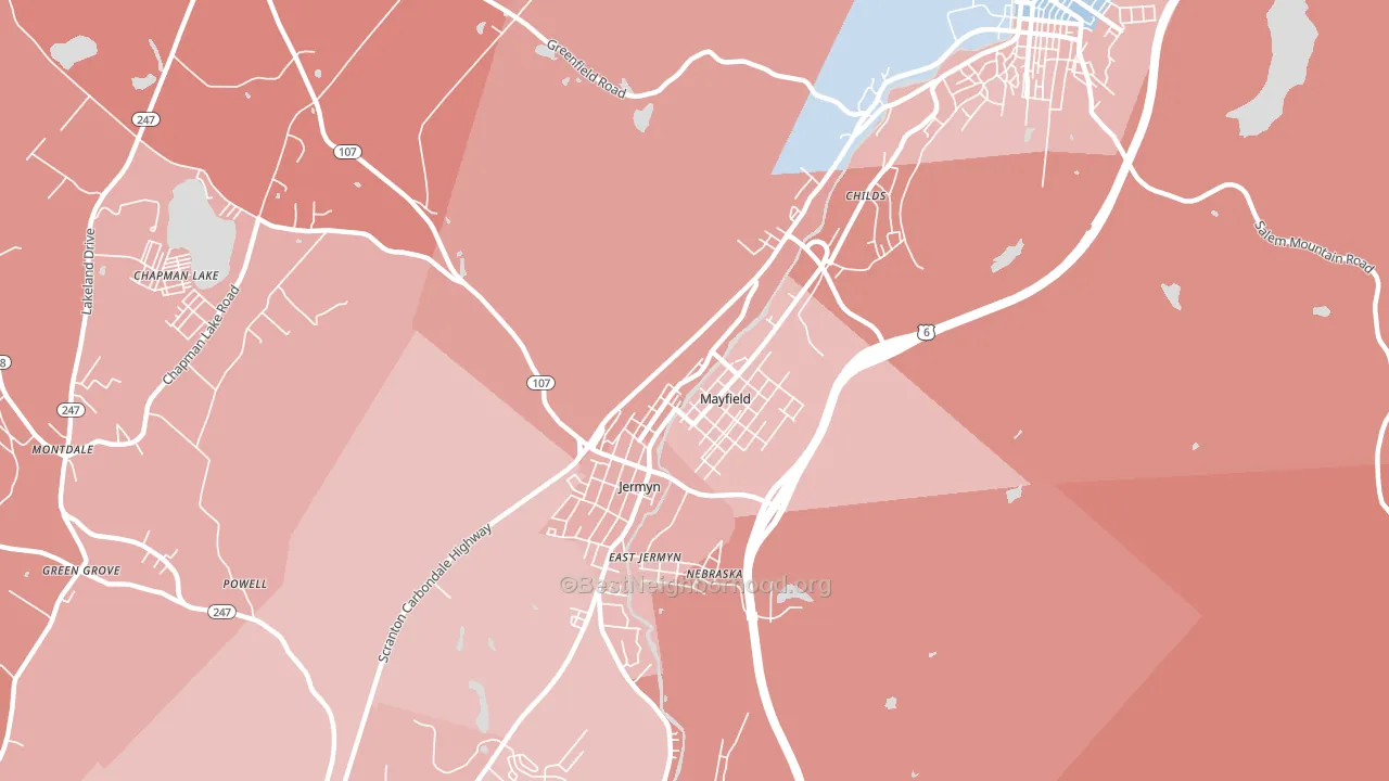 Mayfield, PA block-group political-lean map
