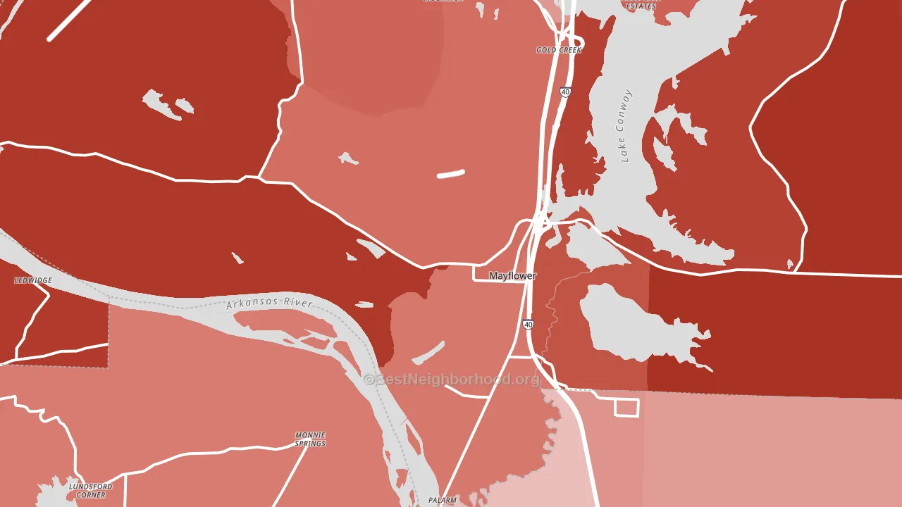 Mayflower, AR block-group political-lean map