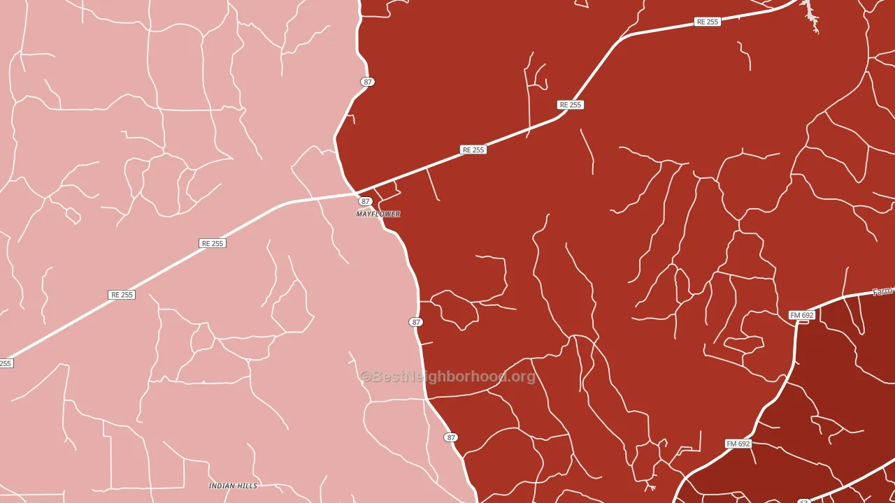 Mayflower, TX block-group political-lean map