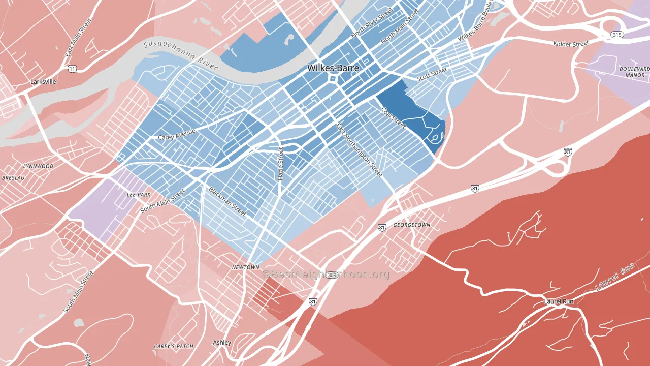 Mayflower, Wilkes-Barre, PA block-group political-lean map