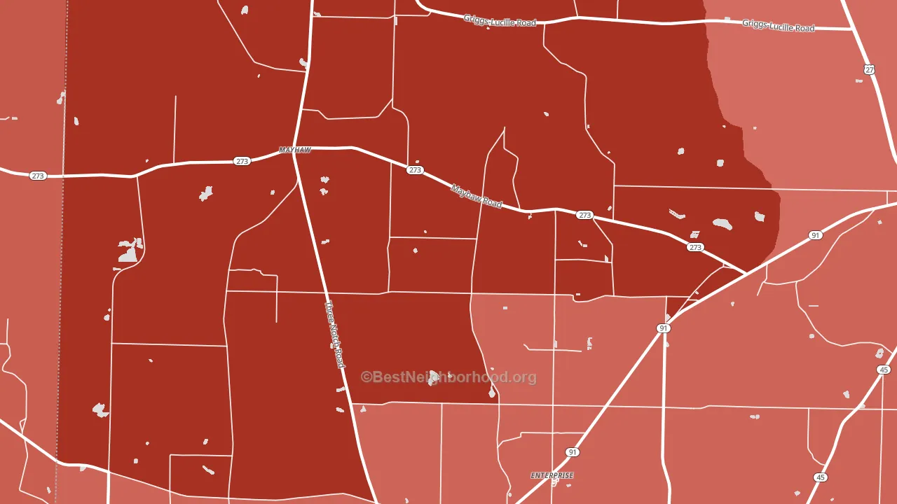 Mayhaw, GA block-group political-lean map
