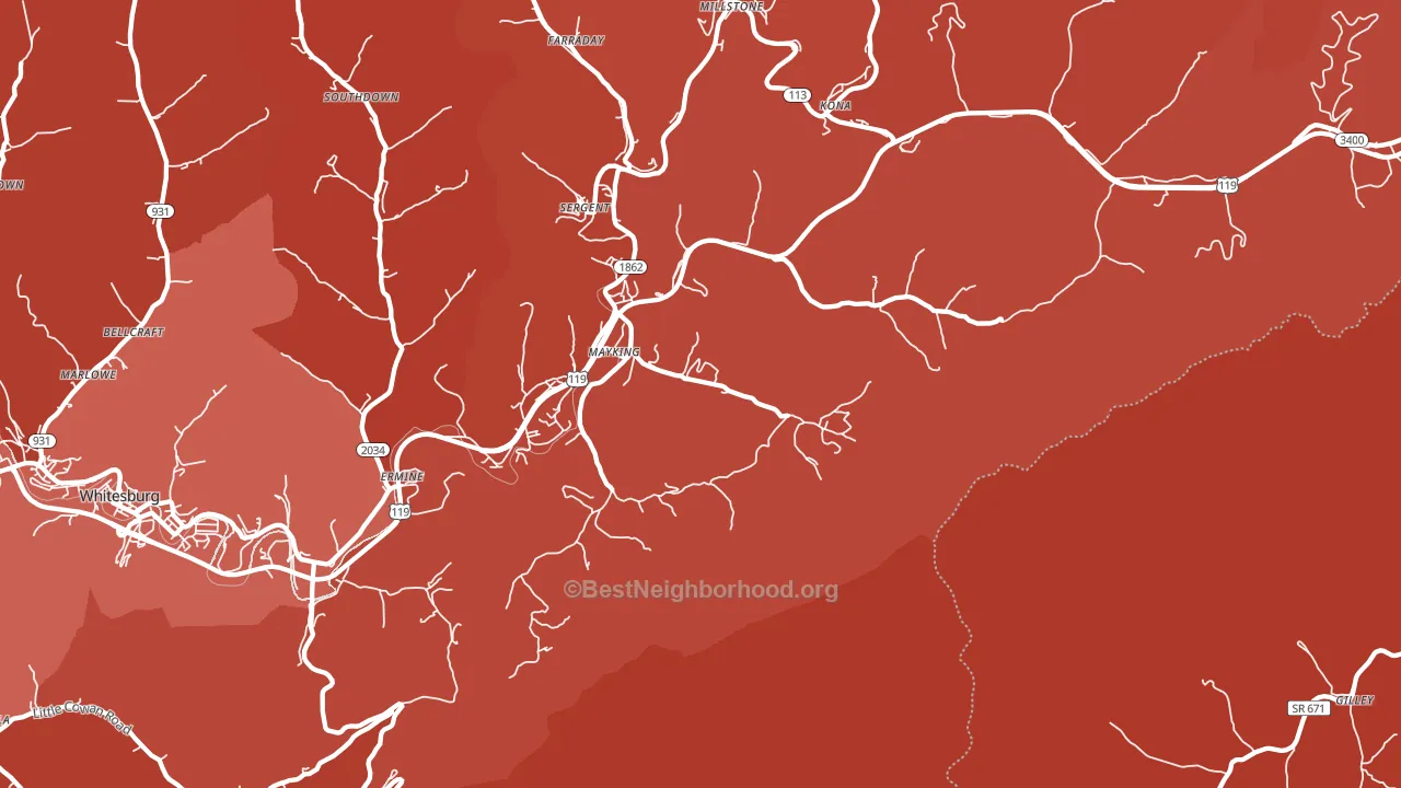 Mayking, KY block-group political-lean map