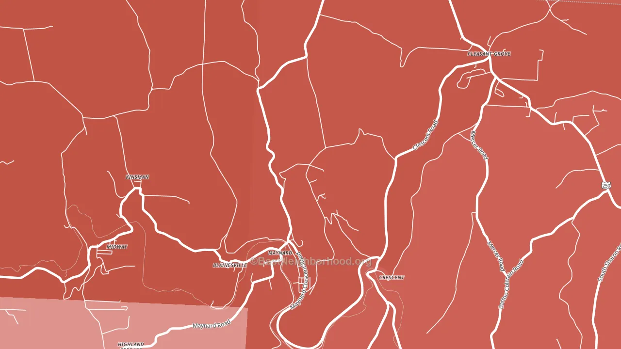 Maynard, OH block-group political-lean map