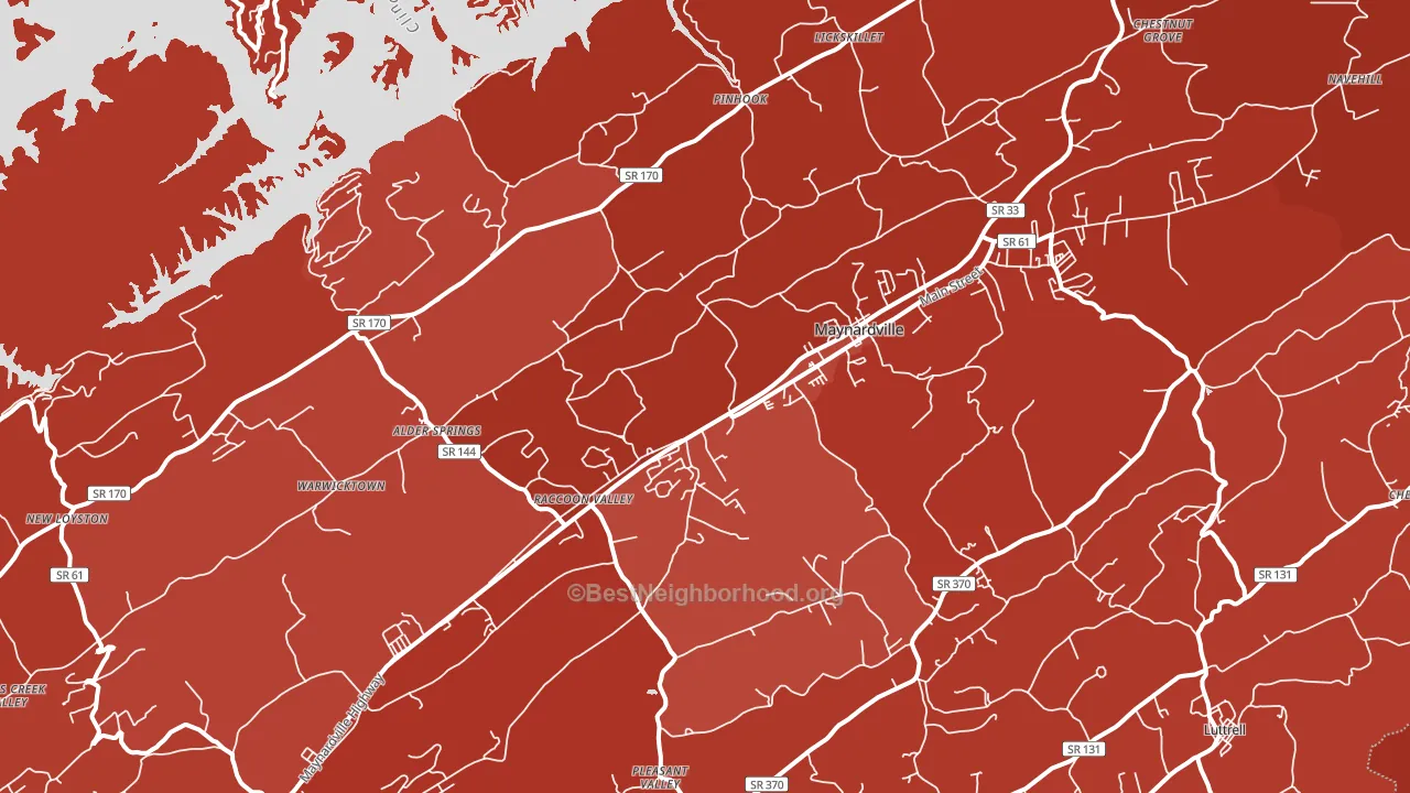 Maynardville, TN block-group political-lean map