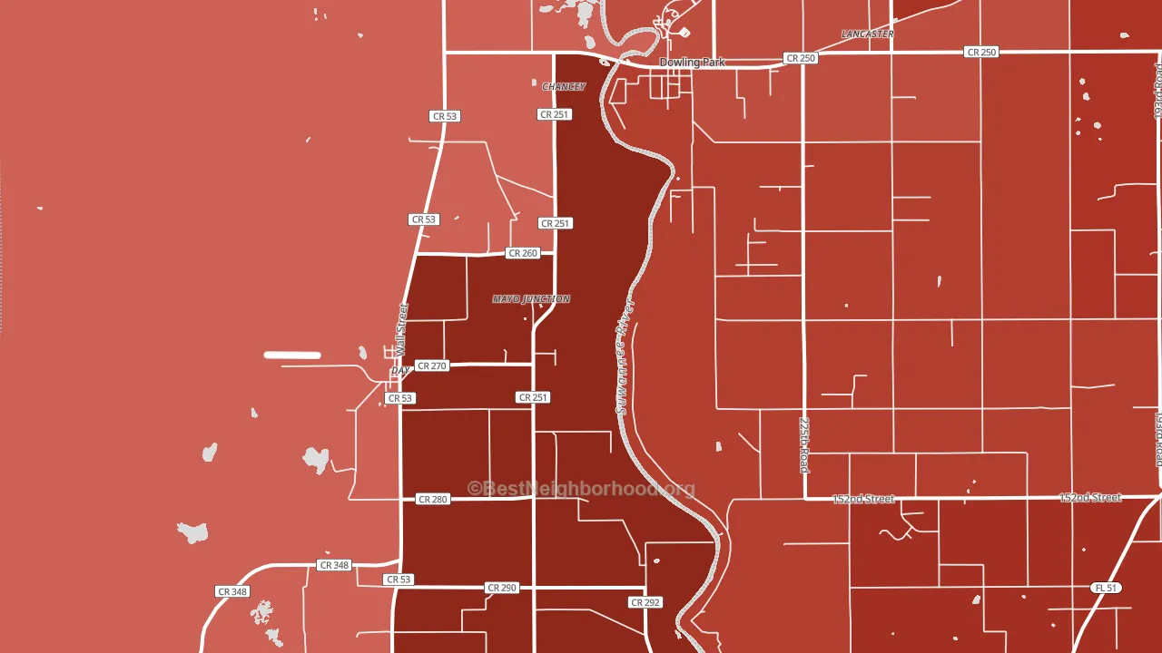Mayo Junction, FL block-group political-lean map