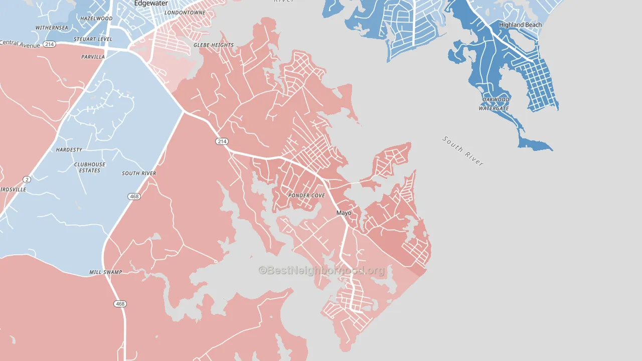 Mayo, MD block-group political-lean map