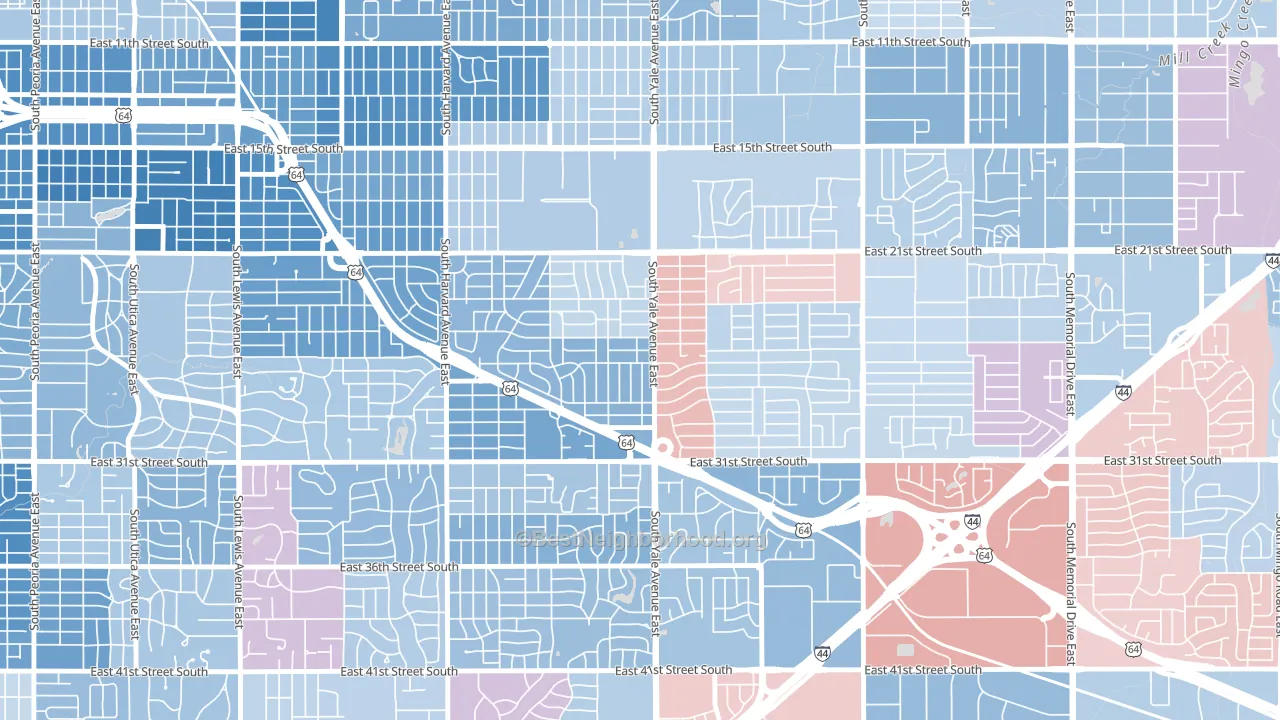 Mayo Meadow, Tulsa, OK block-group political-lean map