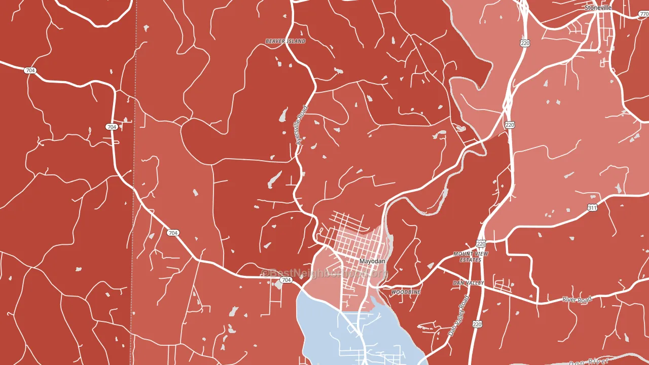 Mayodan, NC block-group political-lean map
