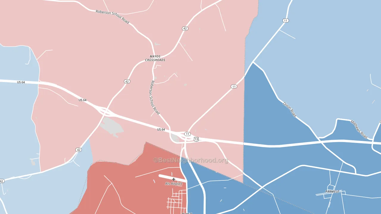 Mayos Crossroads, NC block-group political-lean map