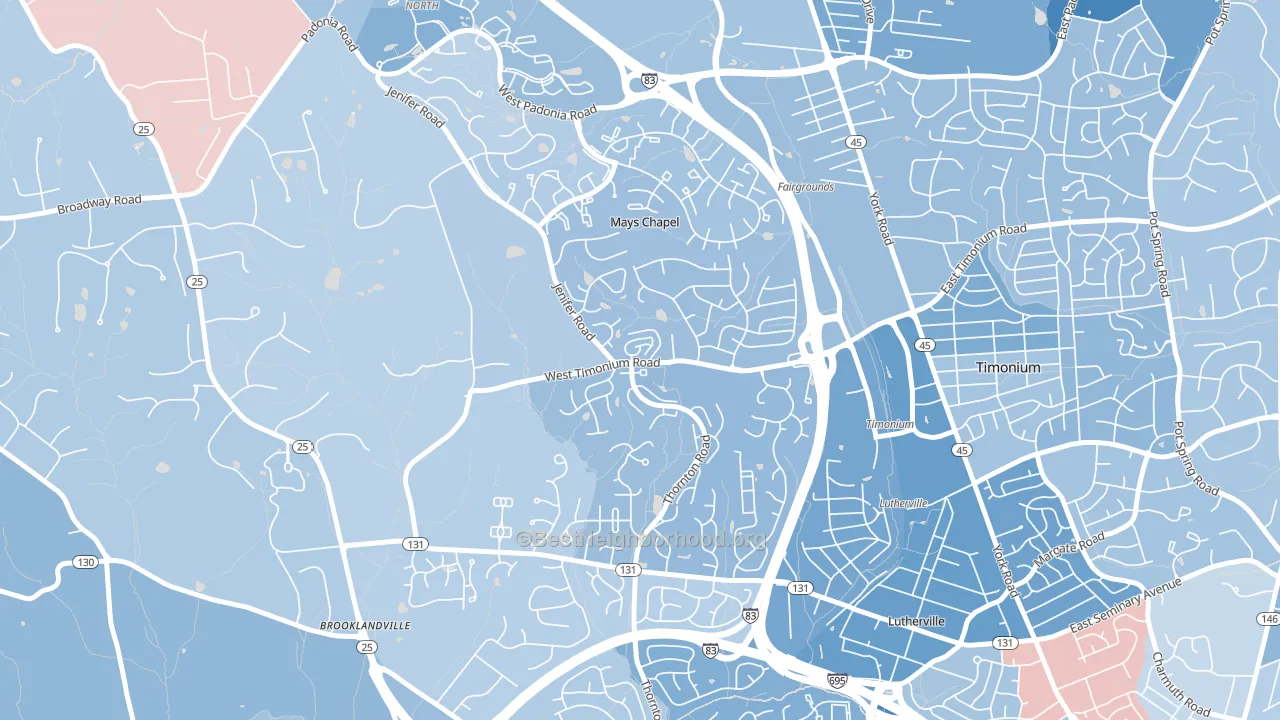 Mays Chapel, MD block-group political-lean map