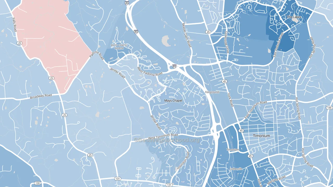 Mays Chapel Village, Mays Chapel, MD block-group political-lean map