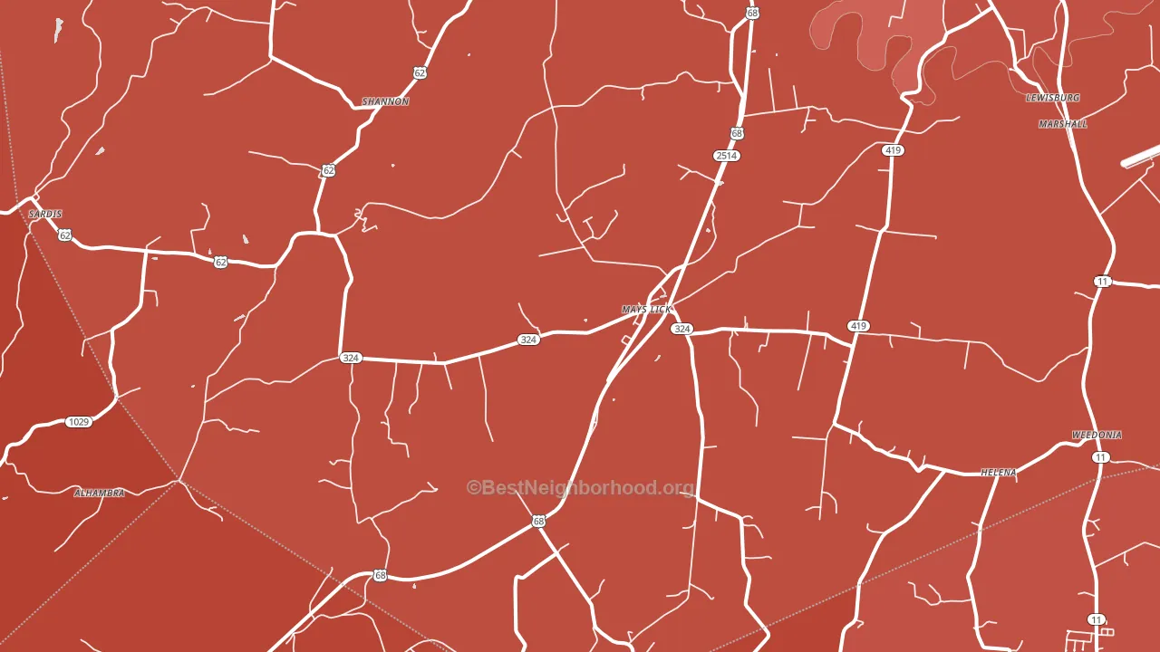 Mays Lick, KY block-group political-lean map