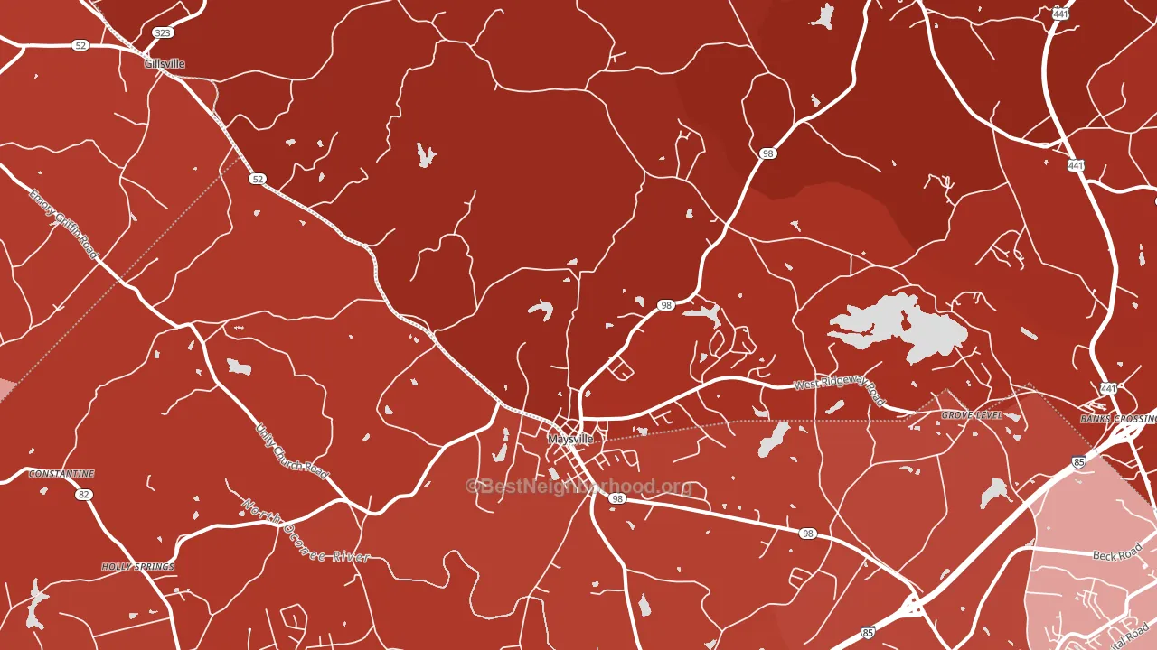 Maysville, GA block-group political-lean map