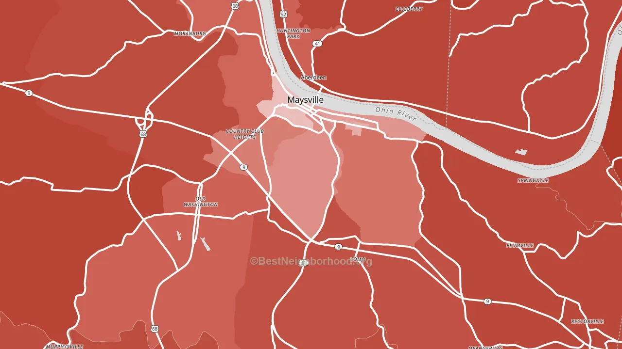 Maysville, KY block-group political-lean map