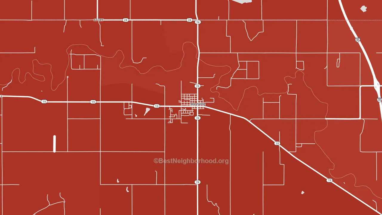 Maysville, OK block-group political-lean map