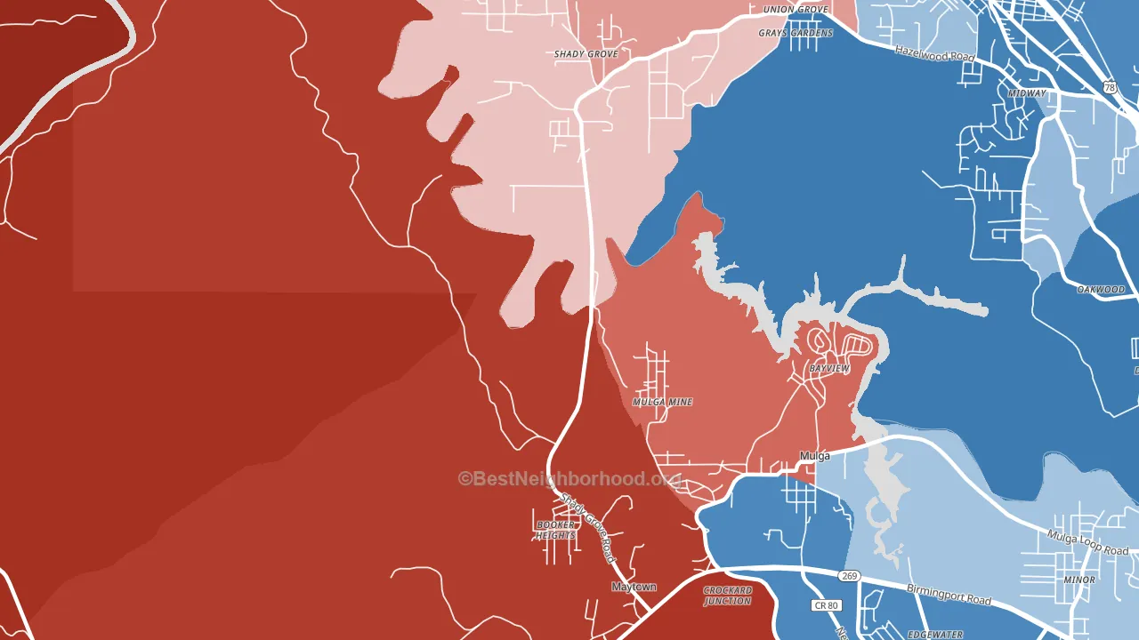 Maytown, AL block-group political-lean map