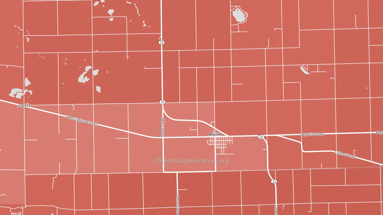 Mayville, MI block-group political-lean map