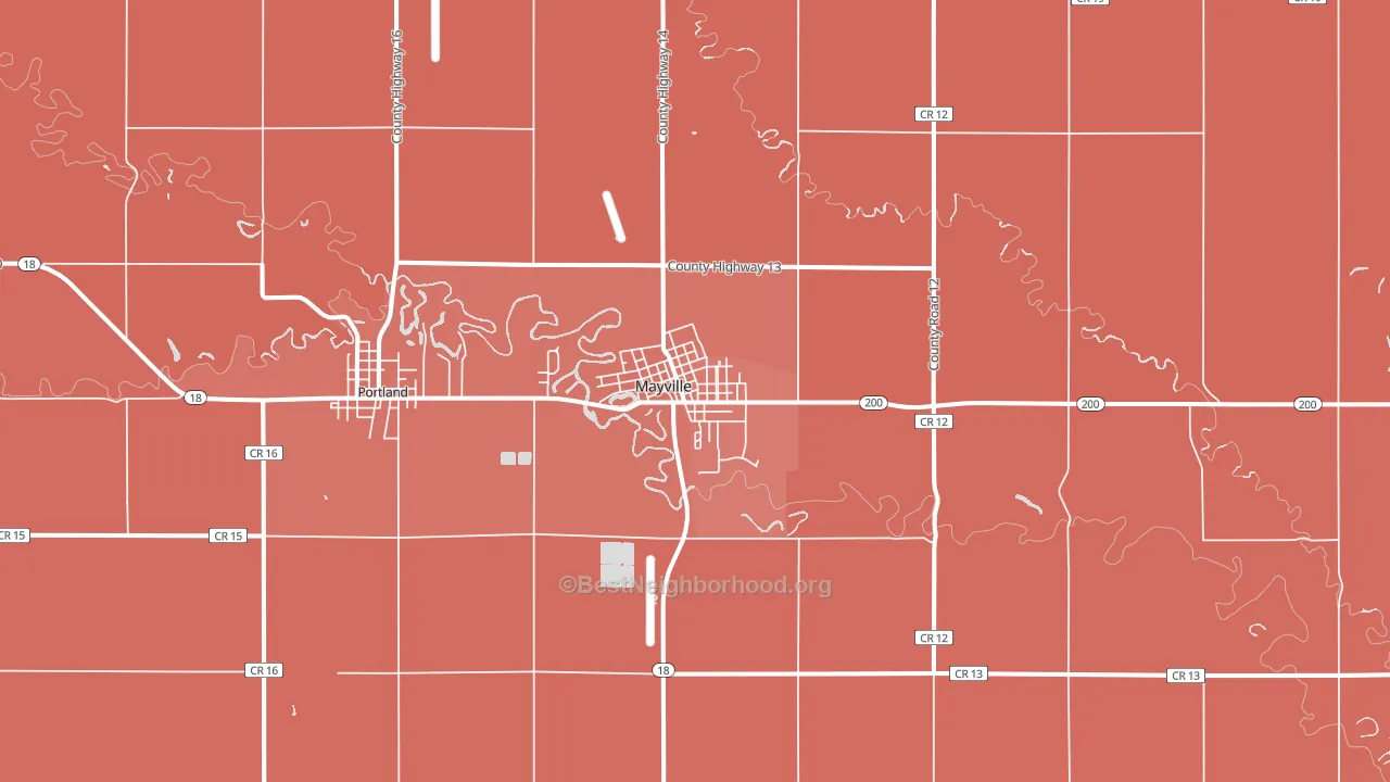 Mayville, ND block-group political-lean map