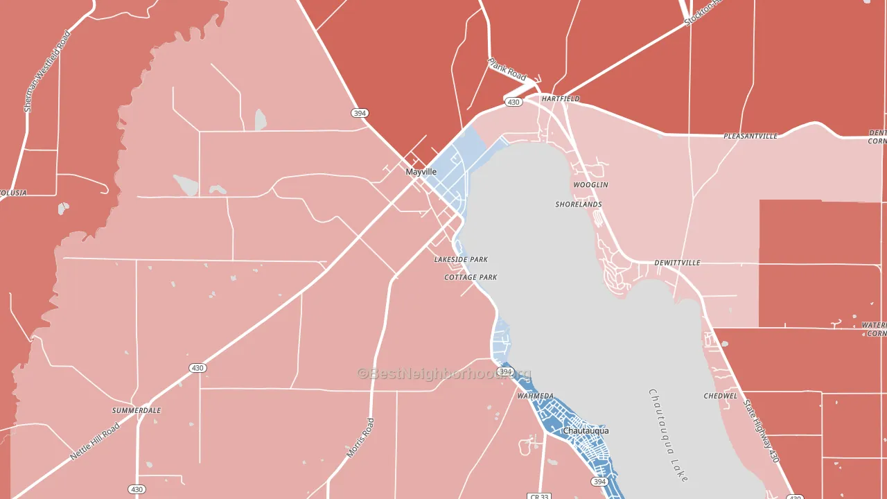 Mayville, NY block-group political-lean map