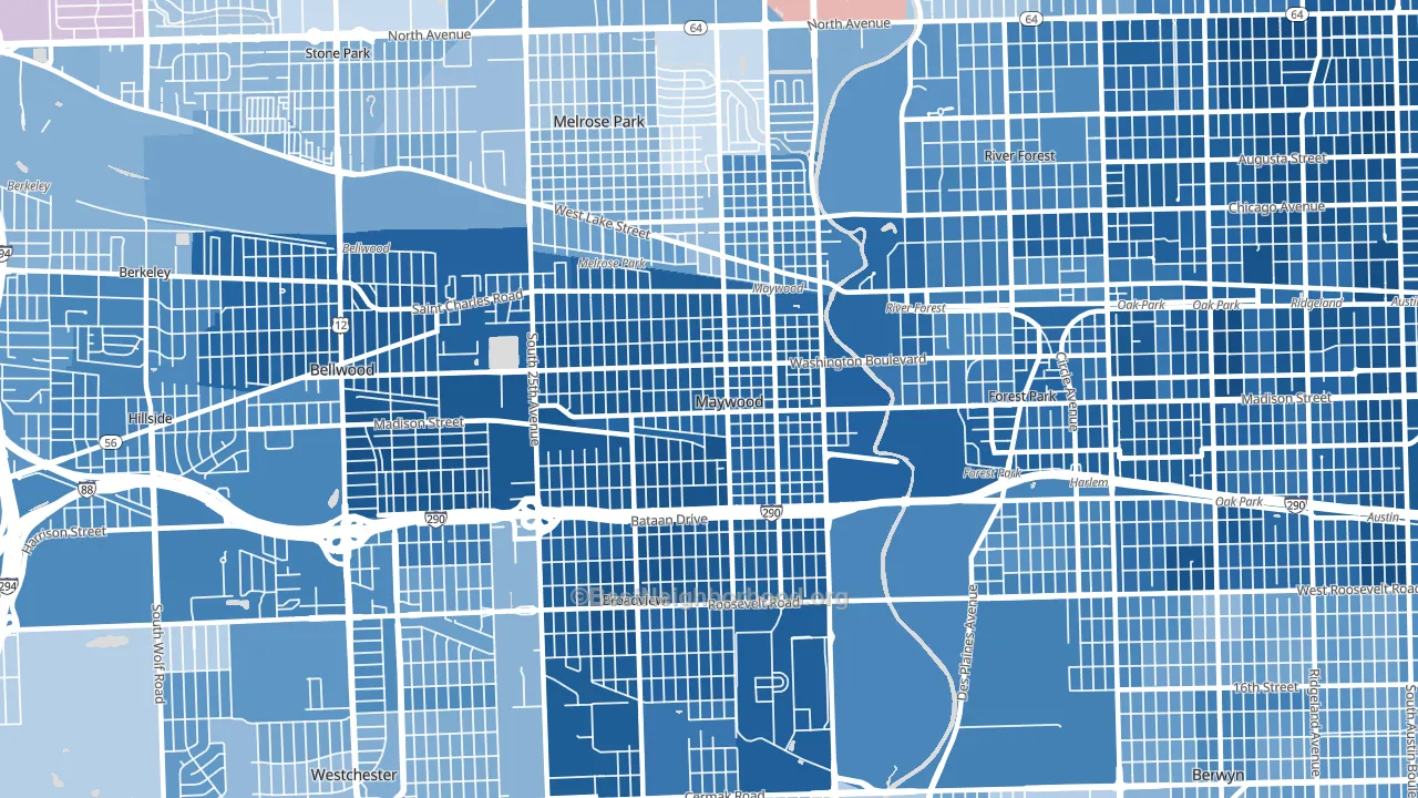 Maywood, IL block-group political-lean map
