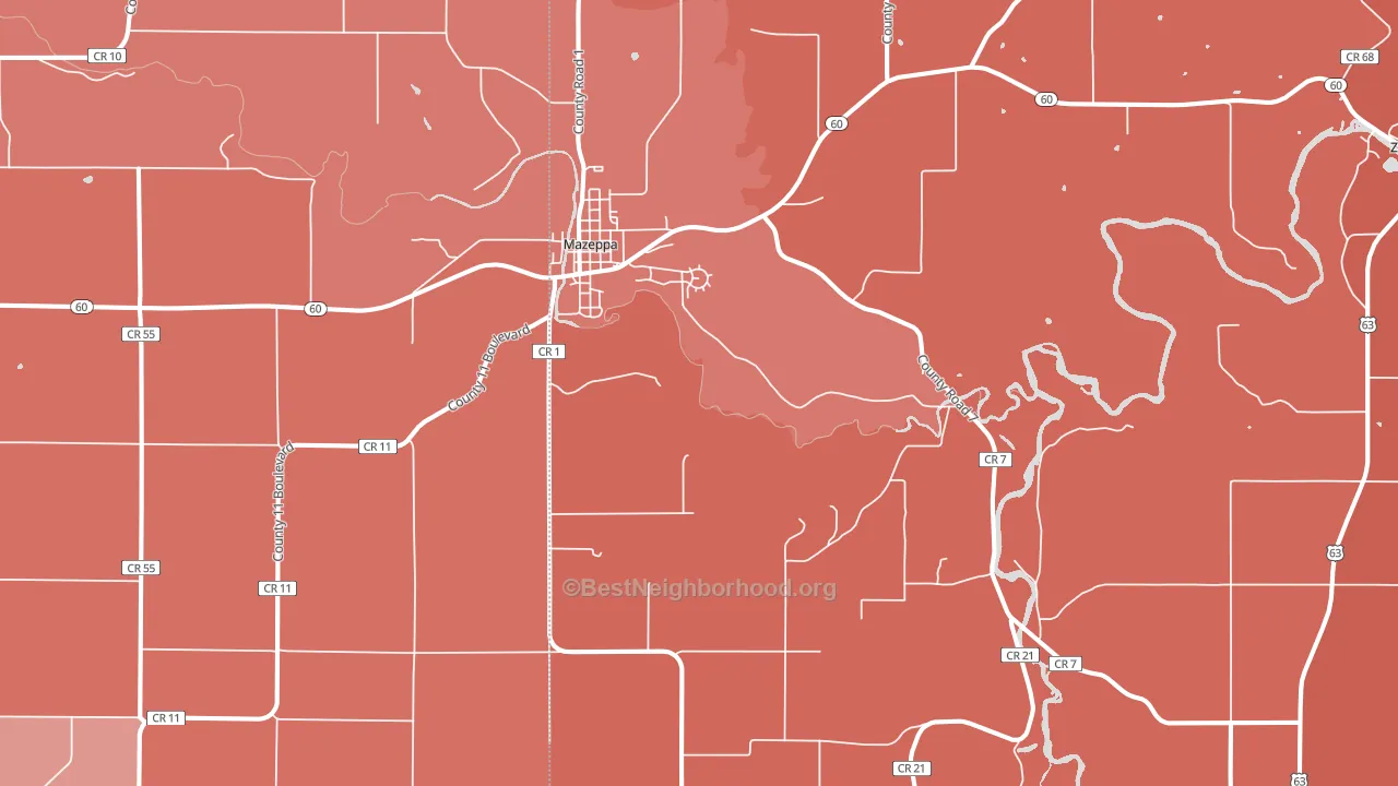 Mazeppa, MN block-group political-lean map