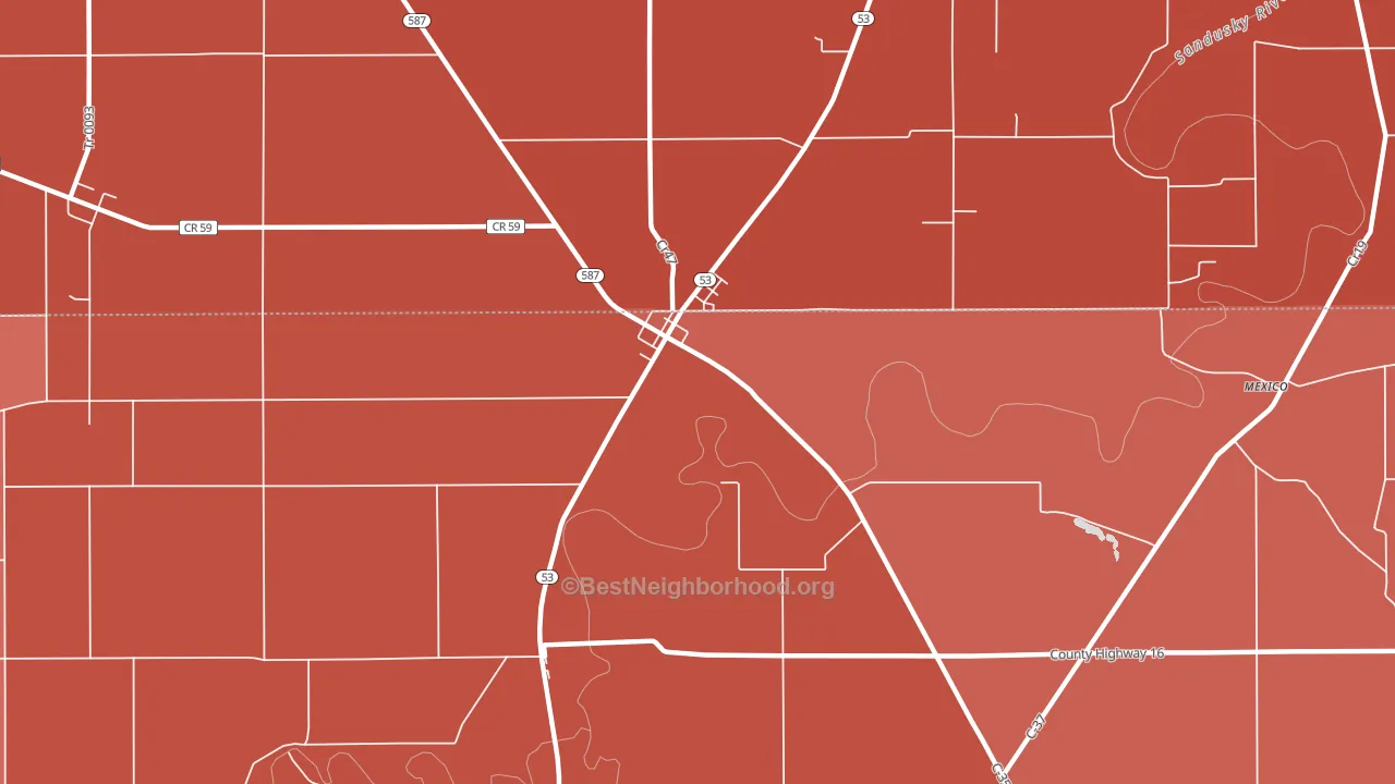 Mc Cutchenville, OH block-group political-lean map
