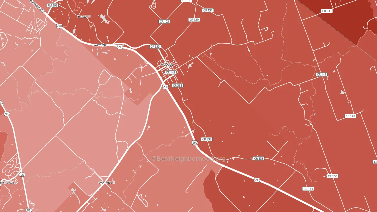 Mc Dade, TX block-group political-lean map