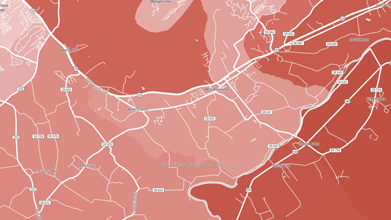 Mc Gaheysville, VA block-group political-lean map