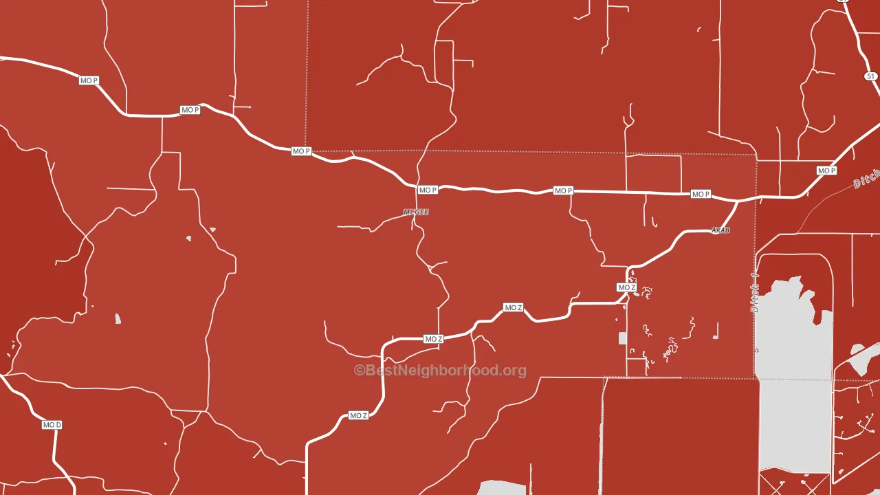 Mc Gee, MO block-group political-lean map