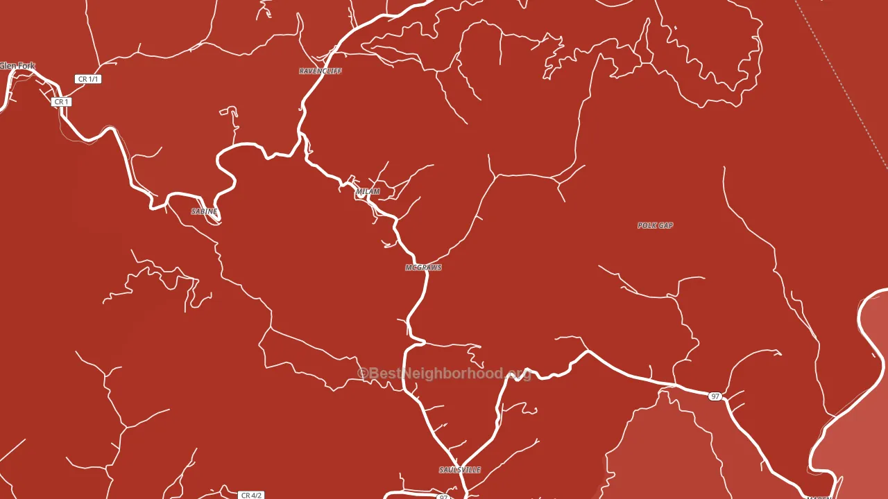 Mc Graws, WV block-group political-lean map